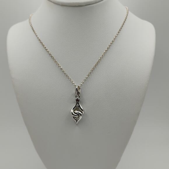 Scott Kay Sterling and Garnet Pendant on an 18-inch Rolo Chain - Picture 4 of 7